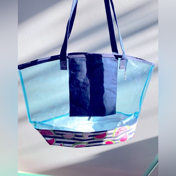 Thirty-One In the Clear Tote !Large! โจ Slice of Summer Watermelon | stripes 31 - Picture 8 of 9